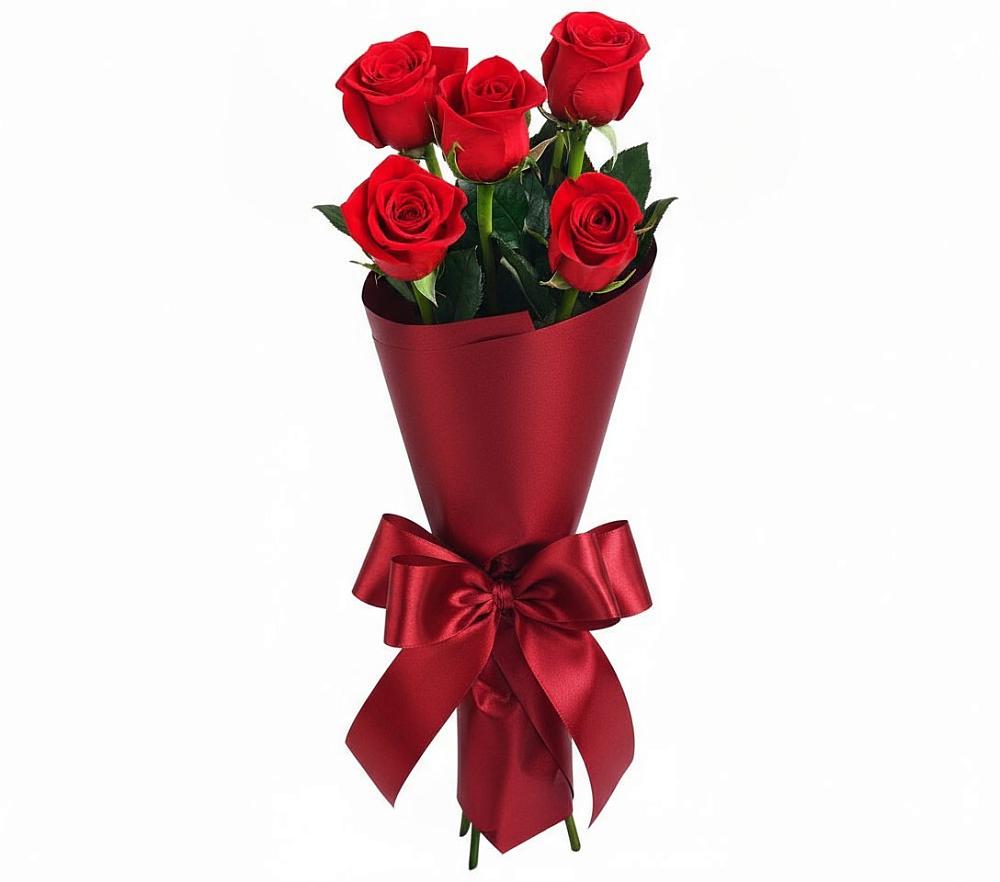 Букет 5 Красных роз Эдлесс Лав в Таштаголе