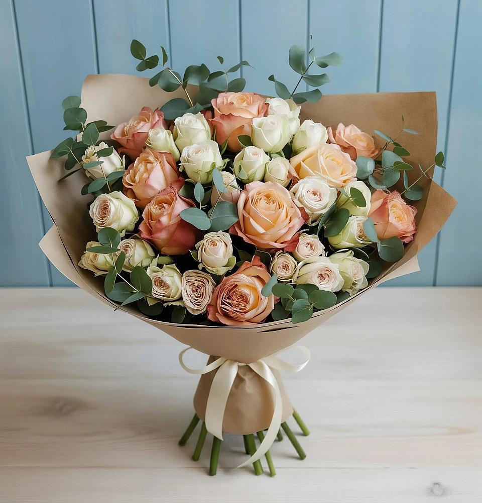 Букет цветов из: Альстромерии и Розы в Таштаголе