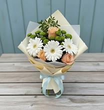 Букет цветов из:  Герберы, Розы и Хризантемы #REPLACE_PRED# Таштаголе