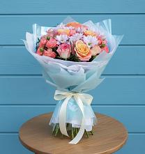 Букет цветов из:  Хризантемы и Розы в Таштаголе