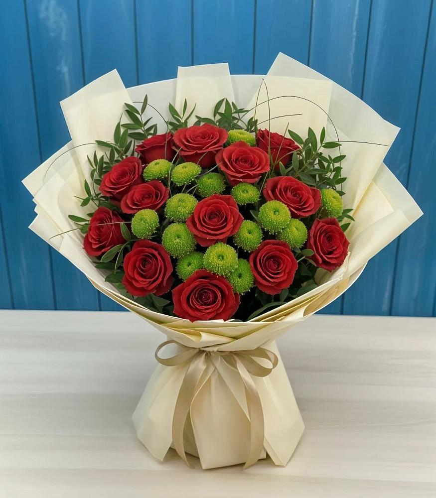 Букет цветов из: Розы и Хризантемы в Таштаголе