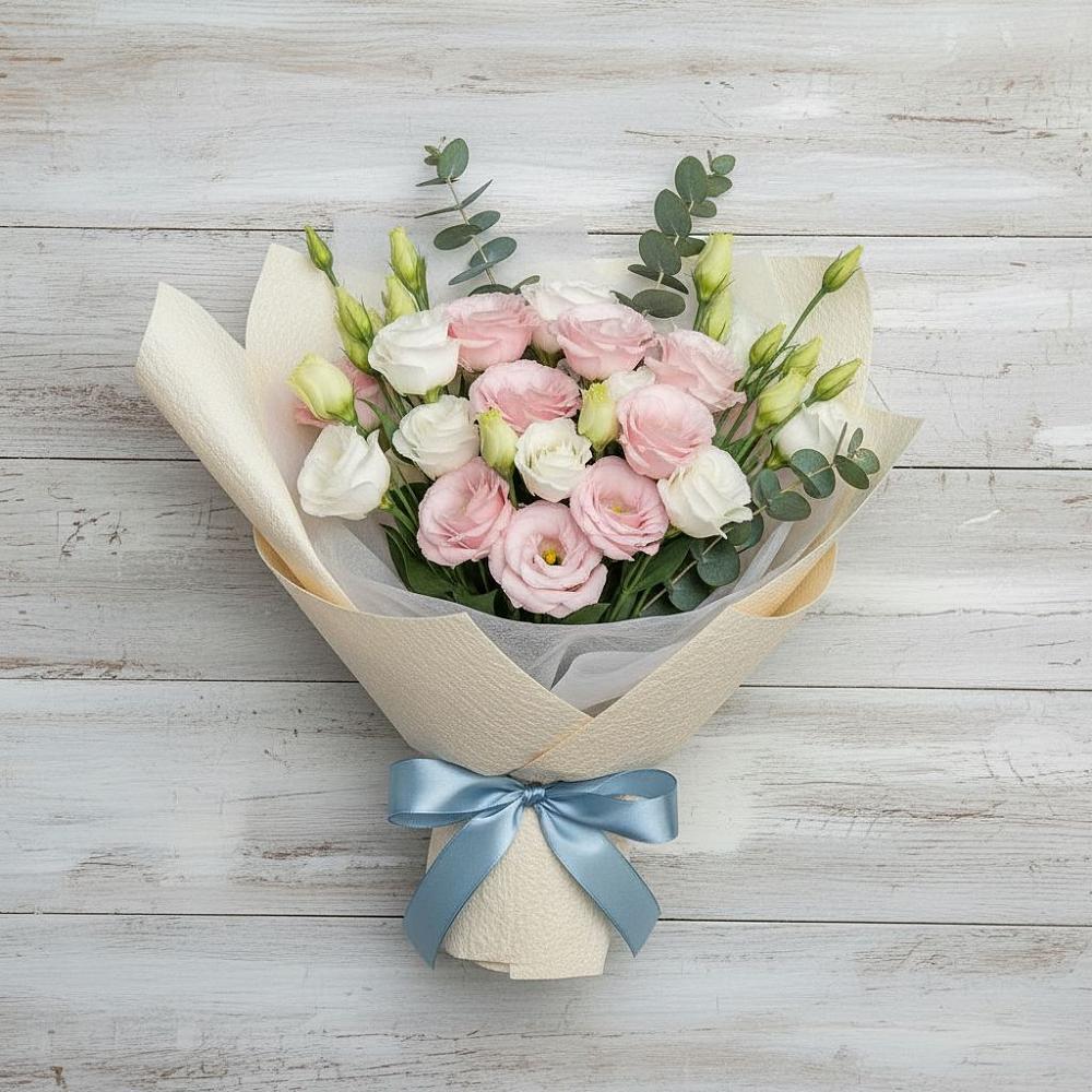 Букет цветов из: Лизиантусы в Таштаголе